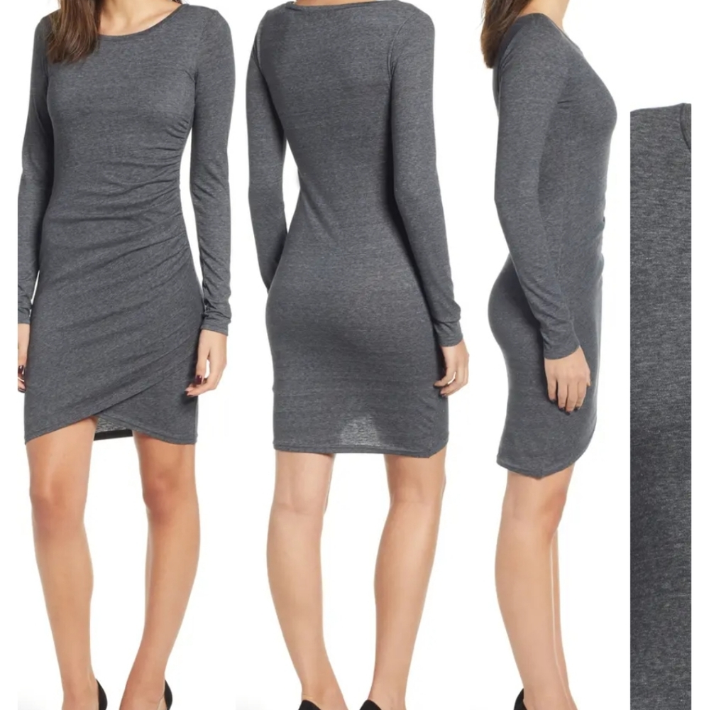 Leith Ruched Long Sleeve Dress
